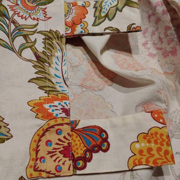 1pr Pier 1 Imports Cotton Floral Jacobean Tab Top Curtain Panels 42x80" (2) - Picture 7 of 10